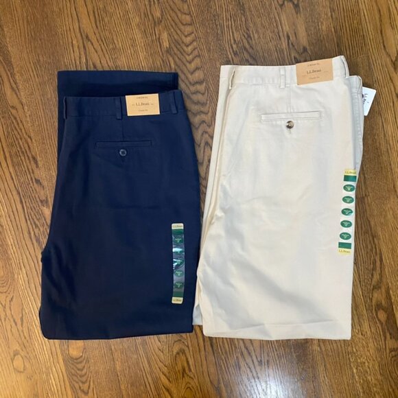 (2) L.L. Bean Classic Fit 20 M/T khaki and navy blue NWT women's - Picture 2 of 14